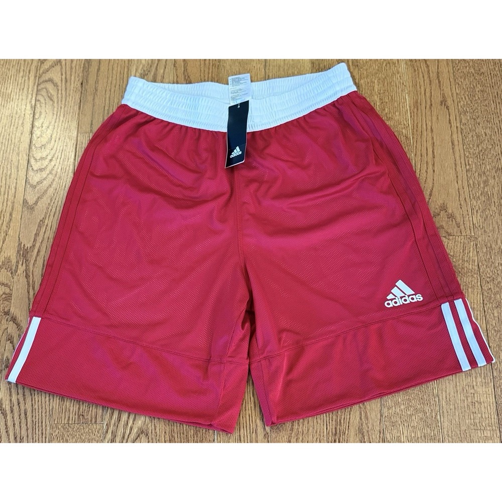 NWT Men's Adidas Shorts Size Large Red White Sports Soccer  Athletic Stretch